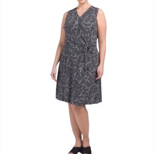 Vince Camuto Womens Black White V Neck Sleeveless Wrap Dress Plus Sz 3X New